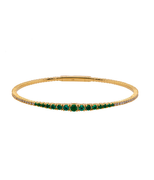 Emerald & Diamond Flexible Bangle